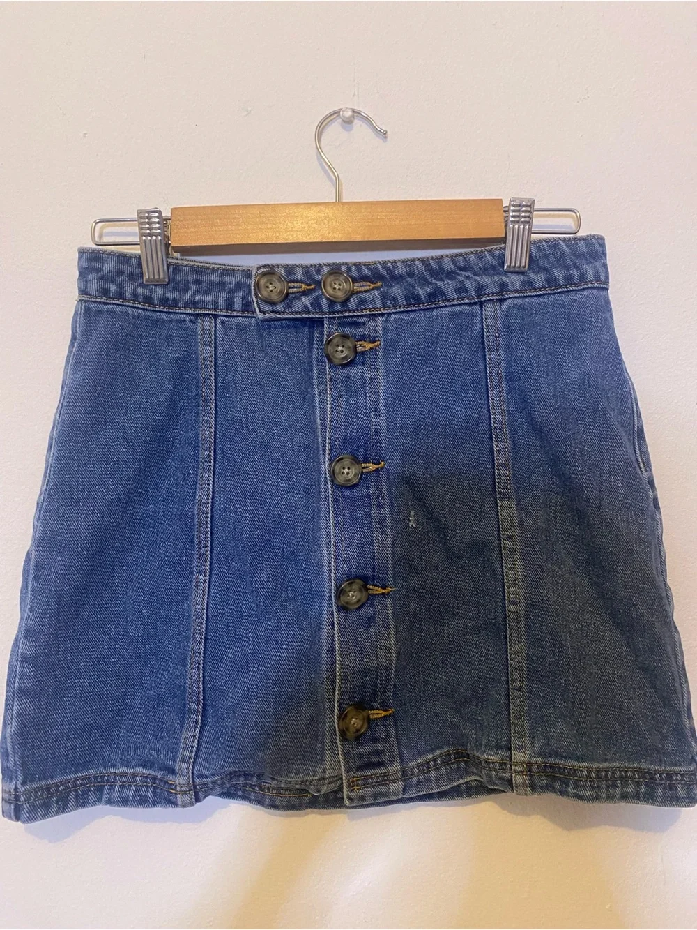 PacSun Blue Button-Front Denim Mini Skirt